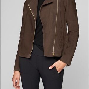 Athleta Helena Brown Suede Moto Jacket Size Small